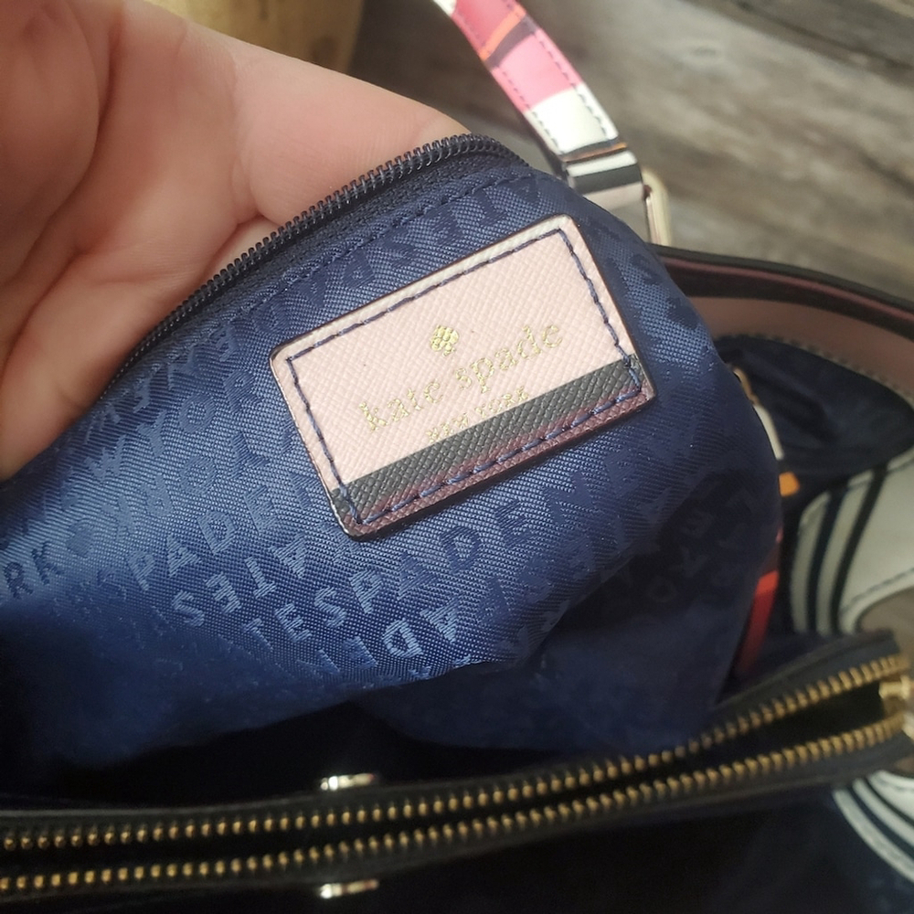 Kate Spade Laurel Way Berber Stripe Pink Tote Crossbody - Picture 11 of 14